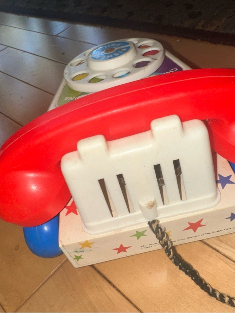 Vintage Red & White Toy Rotary Phone